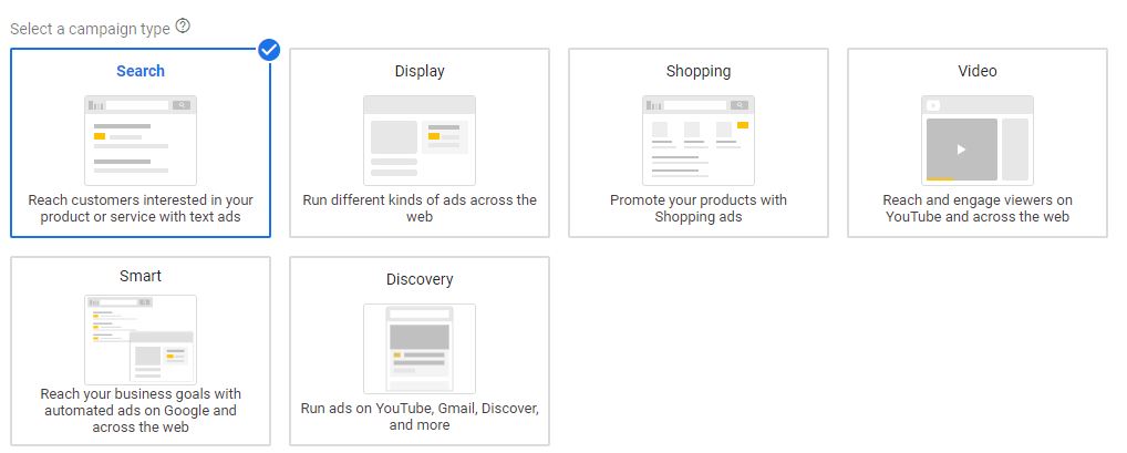 google ads campaign types