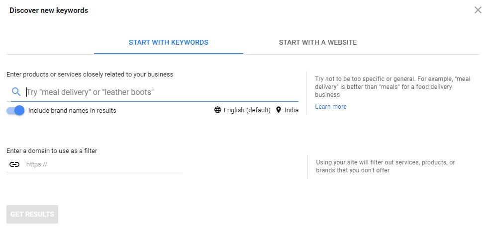 google ads discover new keywords